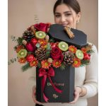 باکس گل و میوه و آجیل هدیه شب یلدا برای دختر