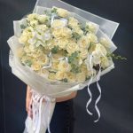 دسته گل رز سفید و ارکیده