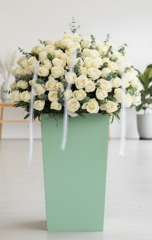 باکس گل رز سفید هدیه شیک ،لوکس و خاص برای مهندس ، پزشک ، وکیل ، قاضی ، مدیر ، افتتاحیه