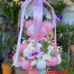 جعبه هدیه گل و بادکنک
