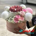 گل با کیک هدیه تولد
