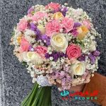 دسته گل عروس توپی