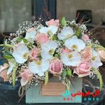 سبد گل ارکیده سفید